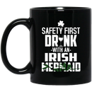 Mermaid Coffee Mug Safety First Drink With An Irish Mermaid Wine Shamrock 11oz - 15oz Black Mug