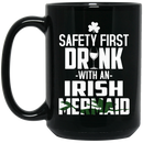 Mermaid Coffee Mug Safety First Drink With An Irish Mermaid Wine Shamrock 11oz - 15oz Black Mug
