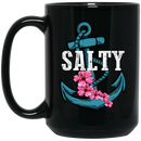 Mermaid Coffee Mug Salty With Flowers Anchor Beautiful Funny Mug For Mermaid 11oz - 15oz Black Mug