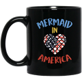 Mermaid Coffee Mug Scale Mermaid In America Heart 11oz - 15oz Black Mug