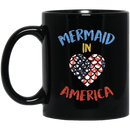 Mermaid Coffee Mug Scale Mermaid In America Heart 11oz - 15oz Black Mug