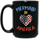 Mermaid Coffee Mug Scale Mermaid In America Heart 11oz - 15oz Black Mug