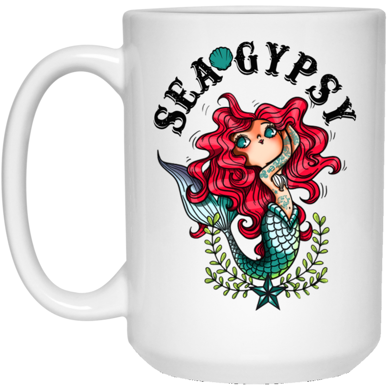 Mermaid Coffee Mug Seagypsy Mermaid with Tattoos Funny For Women 11oz - 15oz White Mug