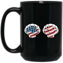 Mermaid Coffee Mug Seashell Mermaid American Flag Funny 11oz - 15oz Black Mug