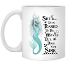 Mermaid Coffee Mug She Has Been Tossed By The Waves But Does Not Sink Cute Mermaid Art 11oz - 15oz White Mug