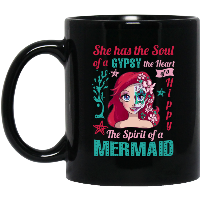 Mermaid Coffee Mug She Has The Soul Of A Gypsy Halloween Mermaids 11oz - 15oz Black Mug