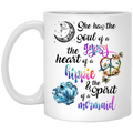 Mermaid Coffee Mug She Has The Soul Of A Gypsy Heart Hippie Peace Mermaid 11oz - 15oz White Mug