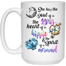 Mermaid Coffee Mug She Has The Soul Of A Gypsy Heart Hippie Peace Mermaid 11oz - 15oz White Mug