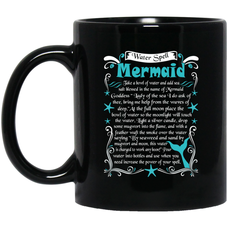 Mermaid Coffee Mug Water Spell Mermaid For Funny Gifts 11oz - 15oz Black Mug