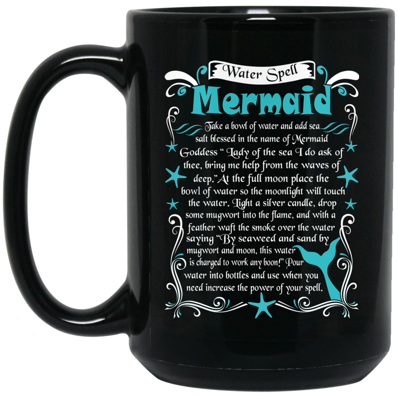 Mermaid Coffee Mug Water Spell Mermaid For Funny Gifts 11oz - 15oz Black Mug