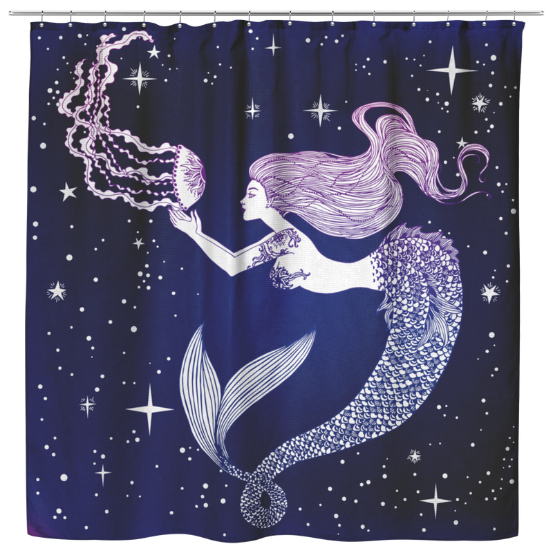 Mermaid Shower Curtains Beautiful Mermaid With Jellyfish In Her Hands Shower Curtains For Bathroom Decor