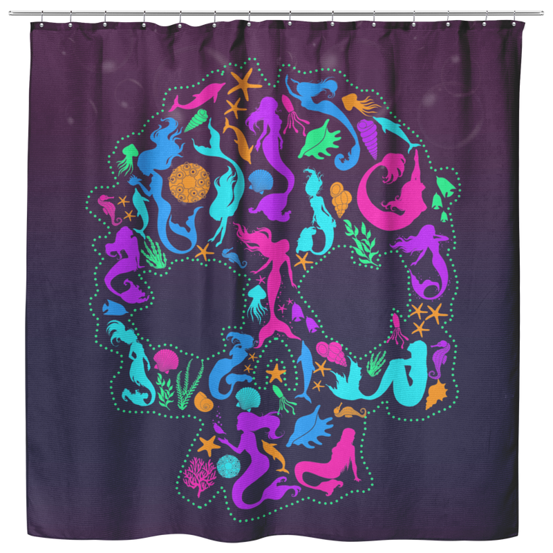 Mermaid Shower Curtains Mermaid And Her Friends Make A Skull For Mexico Holiday For Bathroom Decor