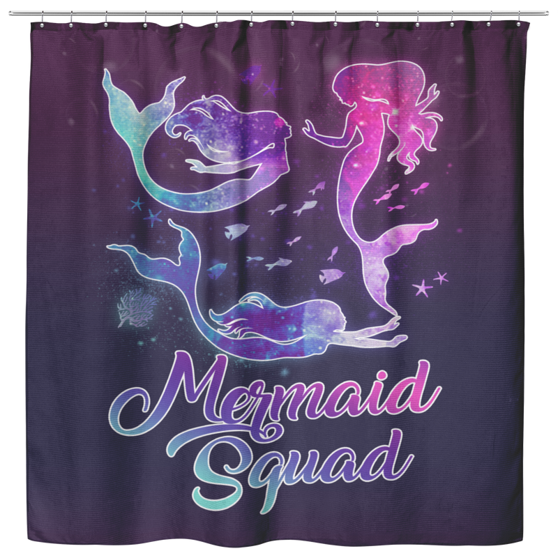 Mermaid Shower Curtains Mermaid Squad With Blue Purple Hair Colors For Bathroom Decor