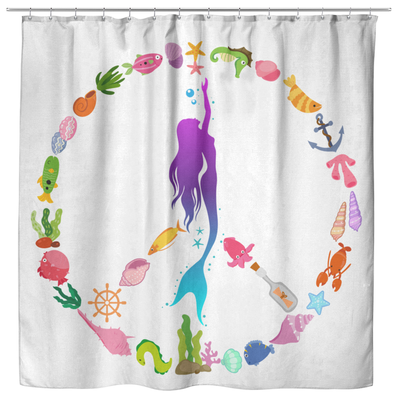 Mermaid Shower Curtains Peace Shape Is A Combination Of Mermaid And Her Ocean Friends For Bathroom Decor