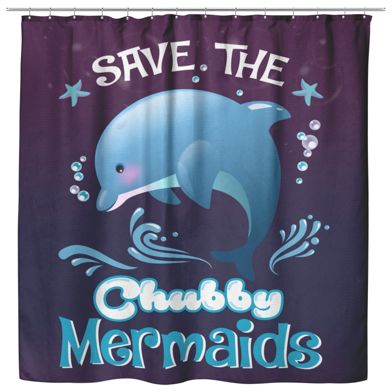 Mermaid Shower Curtains Save The Chubby Mermaid Dolphin For Bathroom Decor