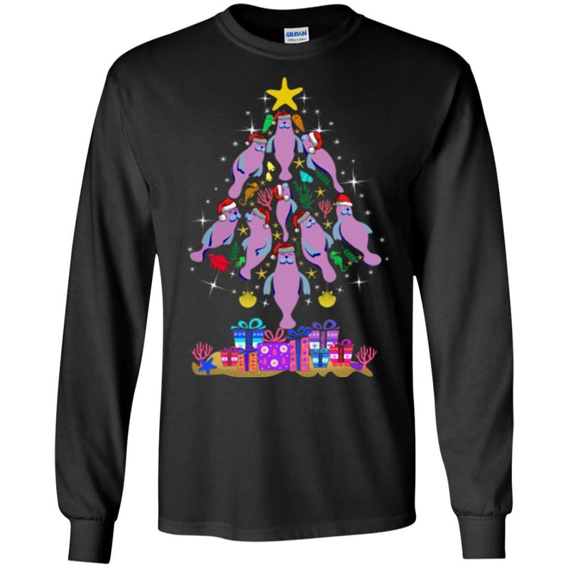 Mermaid T-Shirt Christmas Tree Is Made Of Diving Manatee To The Star Tee Gifts Tee Shirt CustomCat