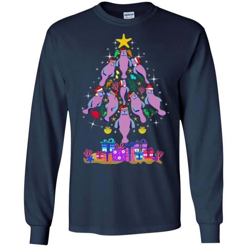 Mermaid T-Shirt Christmas Tree Is Made Of Diving Manatee To The Star Tee Gifts Tee Shirt CustomCat