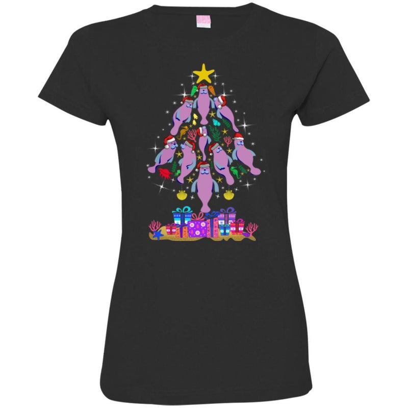 Mermaid T-Shirt Christmas Tree Is Made Of Diving Manatee To The Star Tee Gifts Tee Shirt CustomCat