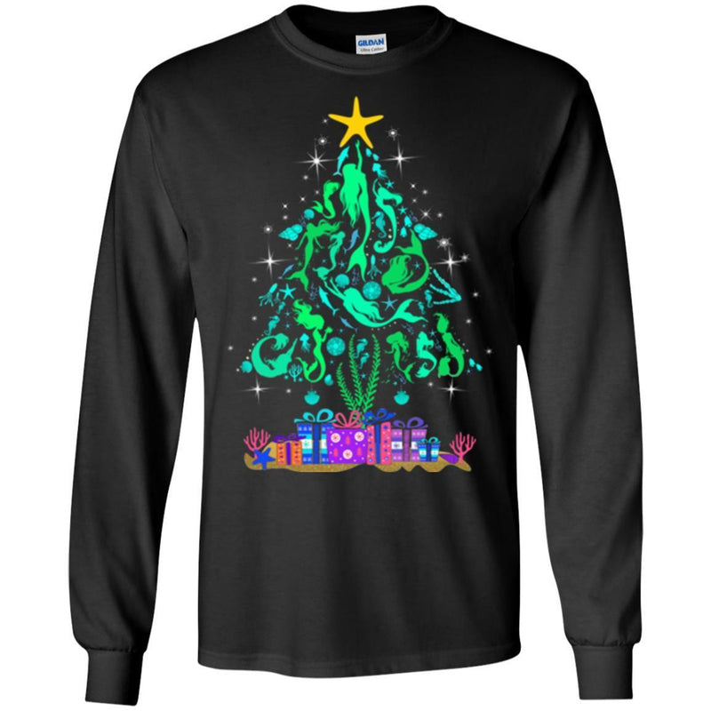 Mermaid T-Shirt Christmas Tree Is Made Of Floating To The Star Mermaids  For Christmas Tee Gifts CustomCat