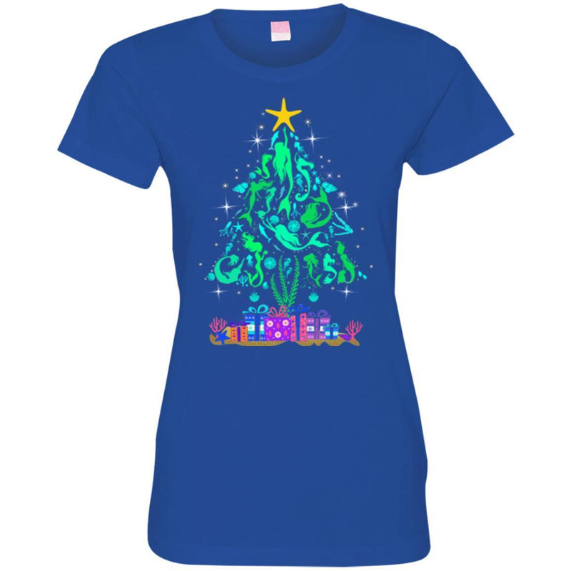 Mermaid T-Shirt Christmas Tree Is Made Of Floating To The Star Mermaids  For Christmas Tee Gifts CustomCat