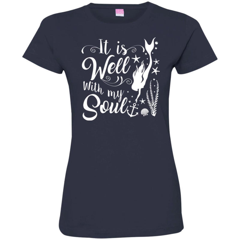 Mermaid T-Shirt  Diving Mermaid Under The Sea It Is Well With Her Soul Tee Gifts Tee Shirt CustomCat