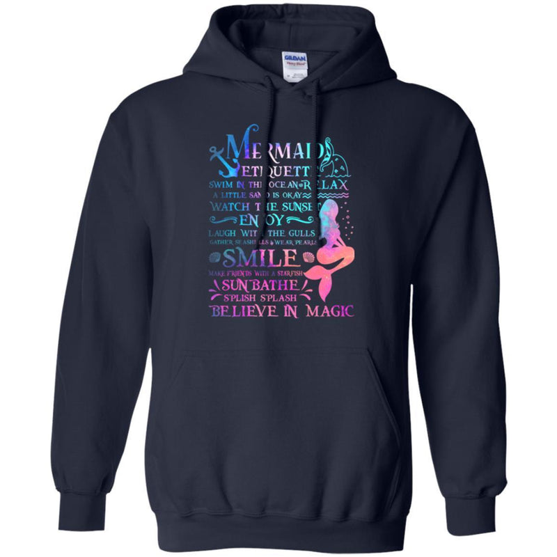 Mermaid T-Shirt Galaxy Colorful Mermaid Design With Etiquette Smile Believe In Magic Tee Shirt CustomCat