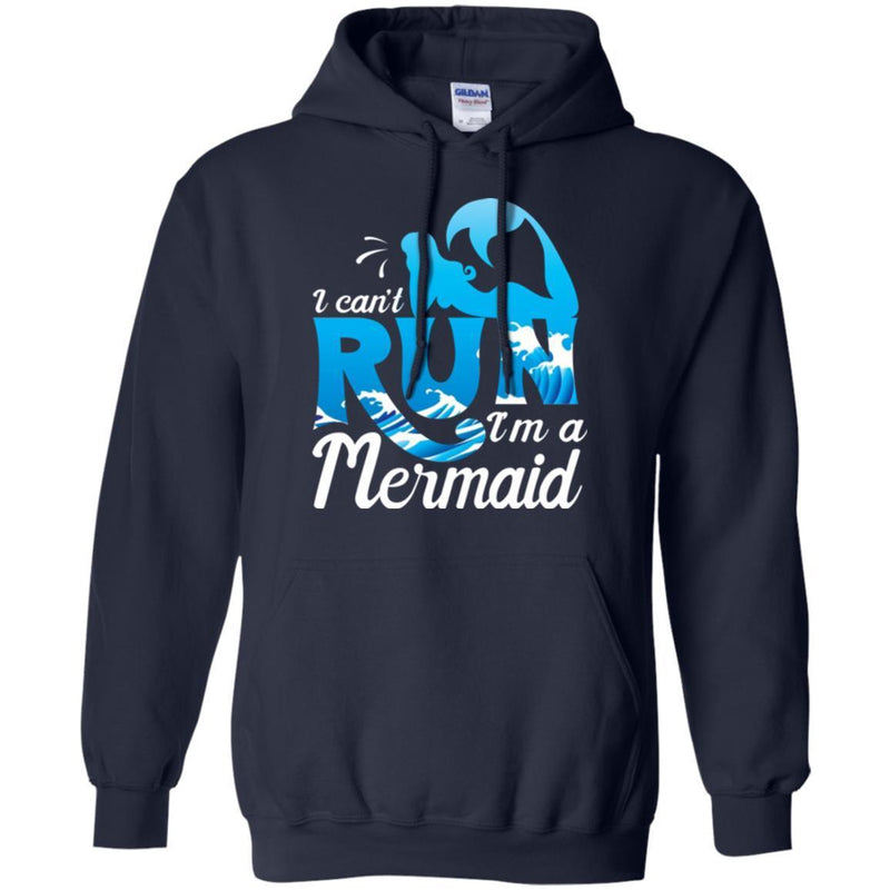 Mermaid T-Shirt I Can't Run I'm A Mermaid With The Blue  Waves Ocean Tee Gifts Tee Shirt CustomCat