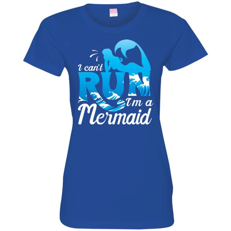 Mermaid T-Shirt I Can't Run I'm A Mermaid With The Blue  Waves Ocean Tee Gifts Tee Shirt CustomCat