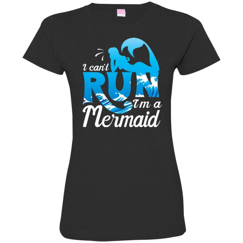 Mermaid T-Shirt I Can't Run I'm A Mermaid With The Blue  Waves Ocean Tee Gifts Tee Shirt CustomCat