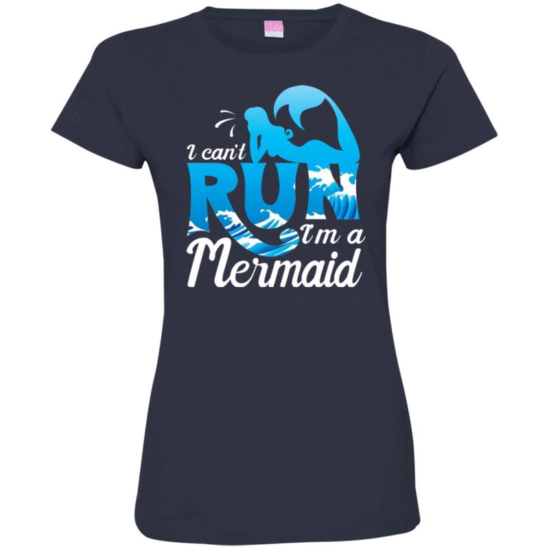 Mermaid T-Shirt I Can't Run I'm A Mermaid With The Blue  Waves Ocean Tee Gifts Tee Shirt CustomCat