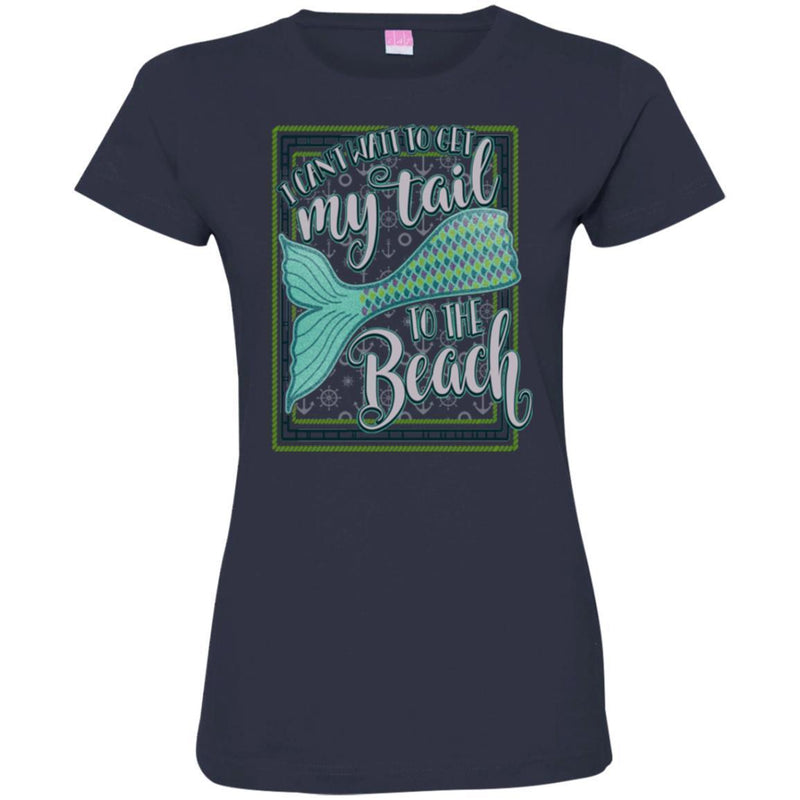 Mermaid T-Shirt I Can't Wait To Get My Tail To The Beach Card Shape For Mermaid Lovers Gifts T-Shirt CustomCat