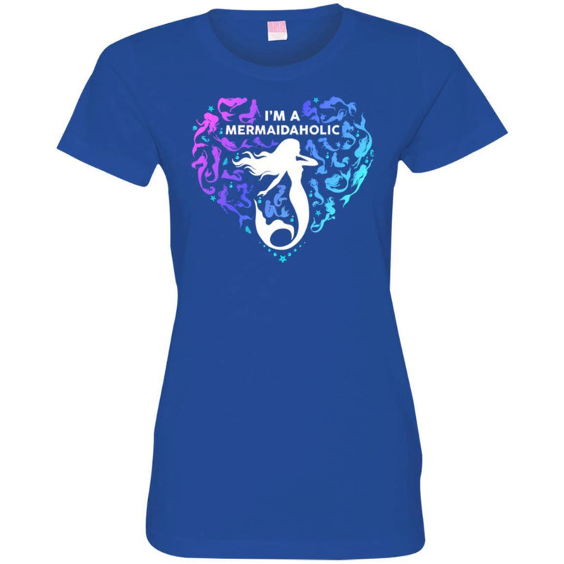 Mermaid T-Shirt I'm A Mermaidaholic Heart Shape For Girls Who Love Mermaid Tee Gifts Tee Shirt CustomCat