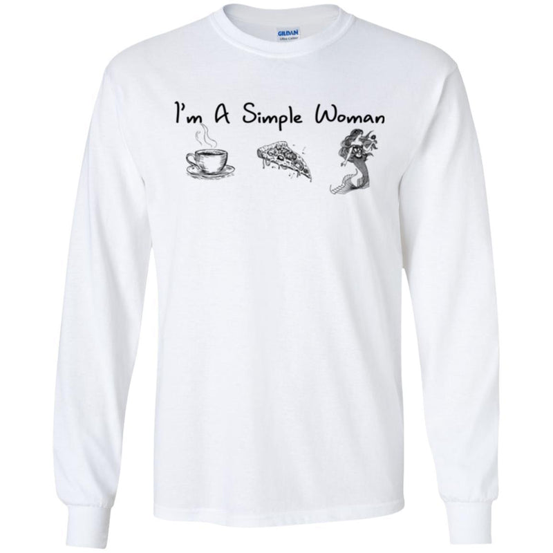 Mermaid T-Shirt I'm A Simple Woman Coffee Pizza Mermaid For Funny Gifts Tee Shirt CustomCat