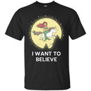 Mermaid T-Shirt I Mermaid Want To Believe With Her Unicorn For Funny Gift T-Shirt CustomCat