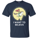 Mermaid T-Shirt I Mermaid Want To Believe With Her Unicorn For Funny Gift T-Shirt CustomCat