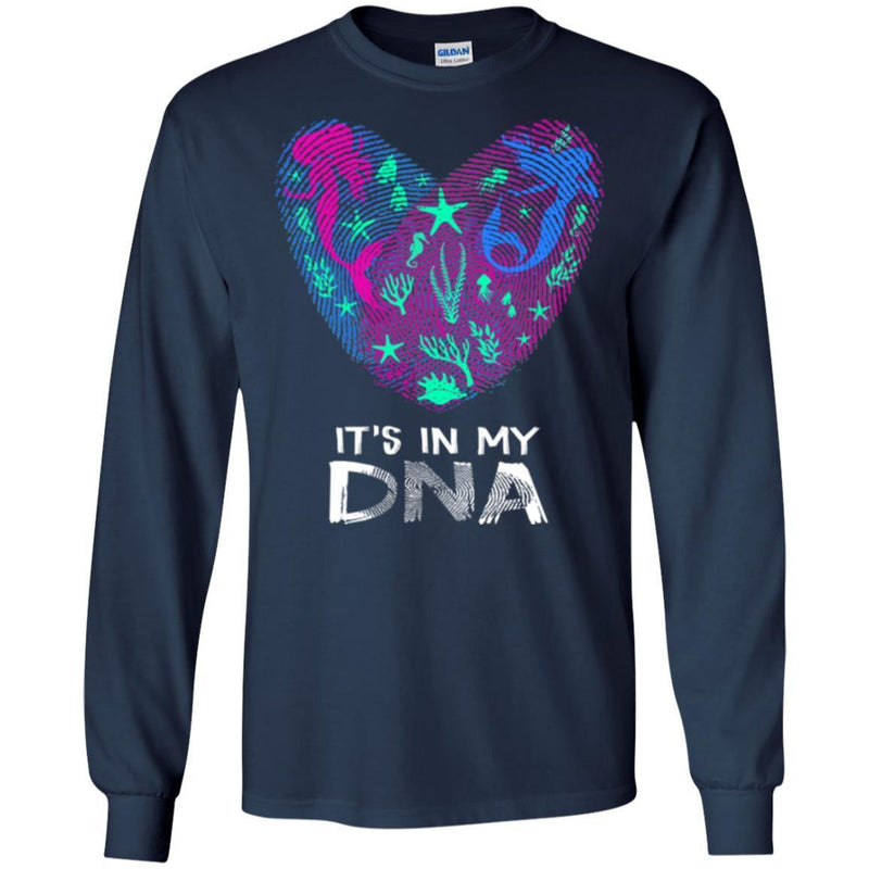 Mermaid T-Shirt It's In My DNA Mermaid In Fingerprints Heart For Lovely Gifts Tee Shirt CustomCat