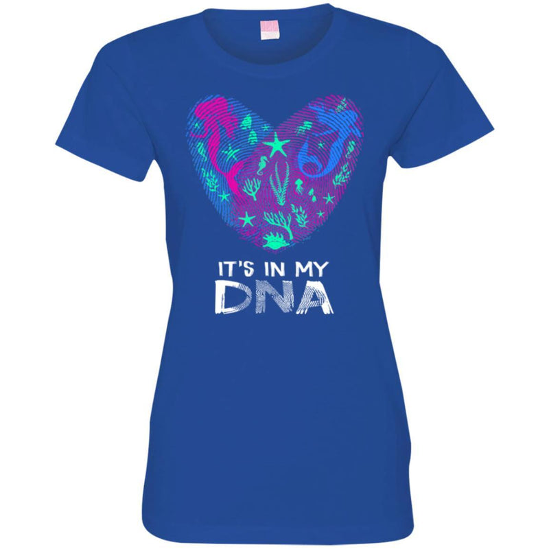 Mermaid T-Shirt It's In My DNA Mermaid In Fingerprints Heart For Lovely Gifts Tee Shirt CustomCat