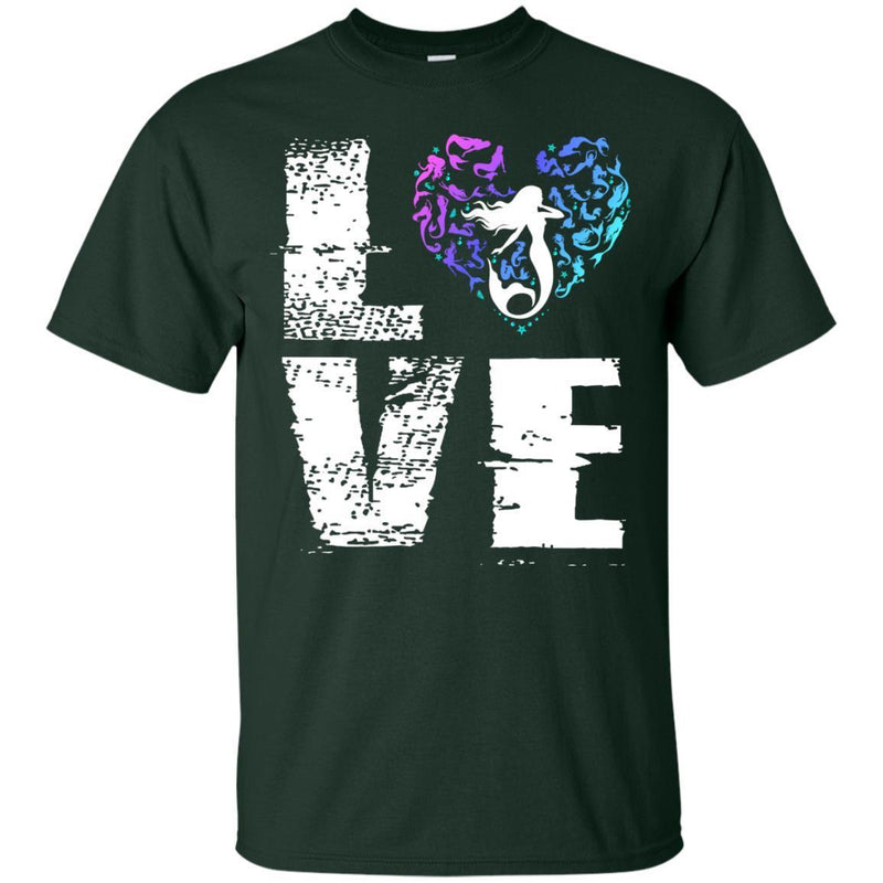 Mermaid T-Shirt Love Mermaid At Heart Shirt Lovers Mermaid Funny Cute Gift Shirts CustomCat