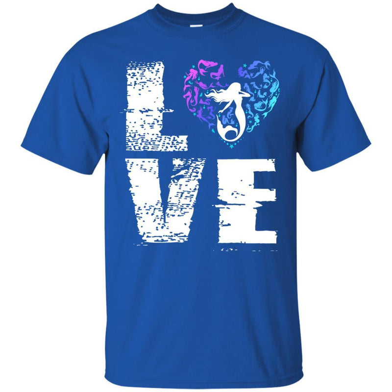 Mermaid T-Shirt Love Mermaid At Heart Shirt Lovers Mermaid Funny Cute Gift Shirts CustomCat