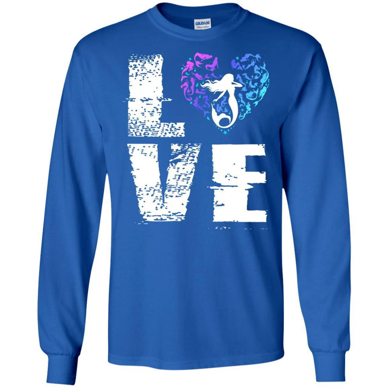 Mermaid T-Shirt Love Mermaid At Heart Shirt Lovers Mermaid Funny Cute Gift Shirts CustomCat