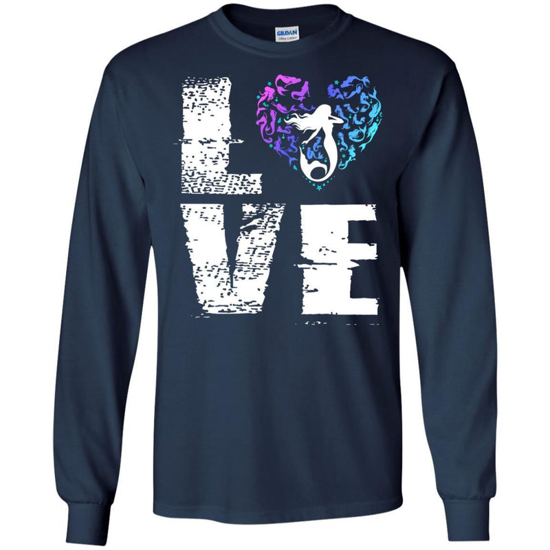 Mermaid T-Shirt Love Mermaid At Heart Shirt Lovers Mermaid Funny Cute Gift Shirts CustomCat