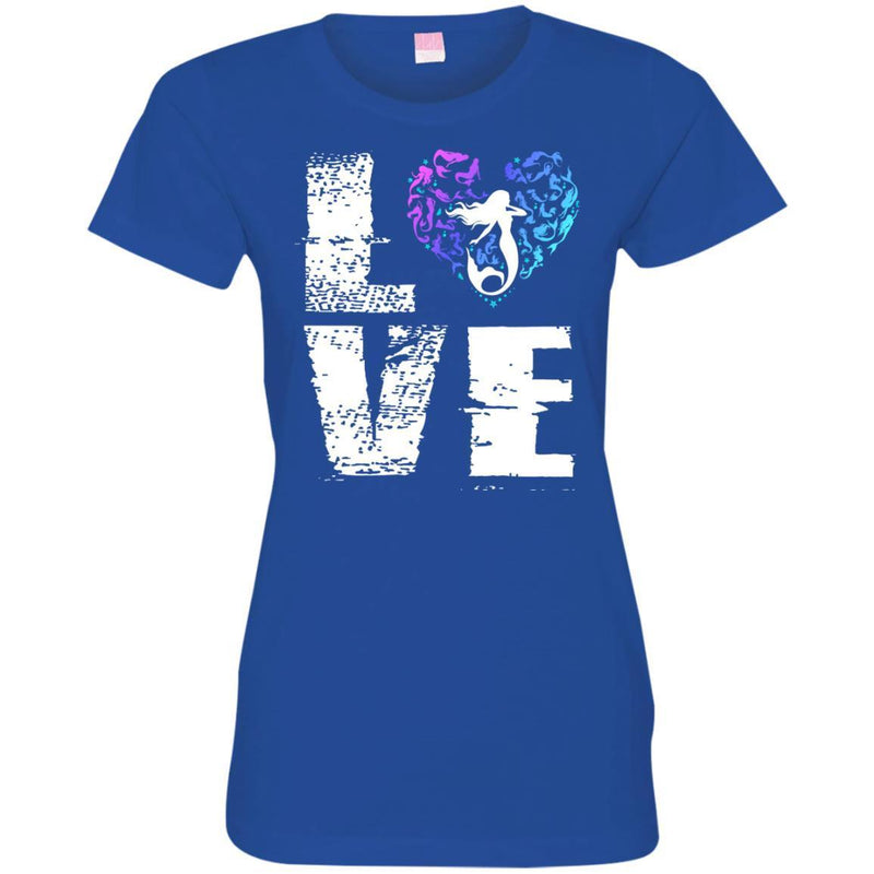 Mermaid T-Shirt Love Mermaid At Heart Shirt Lovers Mermaid Funny Cute Gift Shirts CustomCat