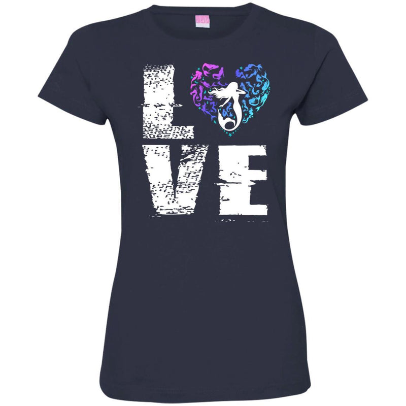 Mermaid T-Shirt Love Mermaid At Heart Shirt Lovers Mermaid Funny Cute Gift Shirts CustomCat