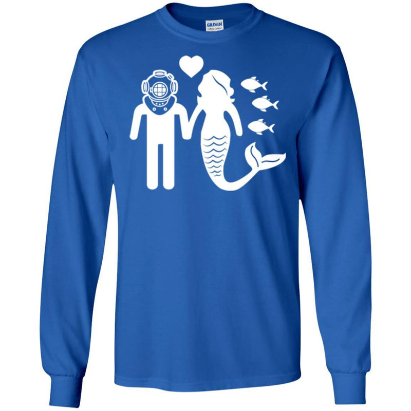 Mermaid T-Shirt Love Of Mermaid And Diver For Love Mermaid Tee Gifts Tee Shirt CustomCat