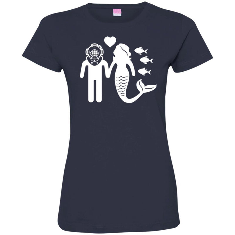 Mermaid T-Shirt Love Of Mermaid And Diver For Love Mermaid Tee Gifts Tee Shirt CustomCat