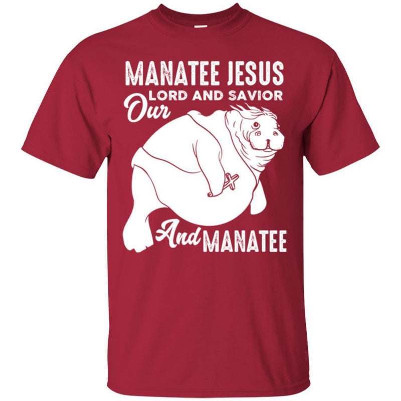 Mermaid T-Shirt Manatee Jesus Our Lord And Savior And Manatee for Christian Gifts Tee Shirt CustomCat