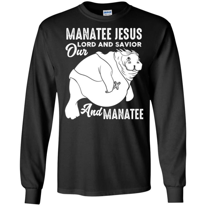 Mermaid T-Shirt Manatee Jesus Our Lord And Savior And Manatee for Christian Gifts Tee Shirt CustomCat