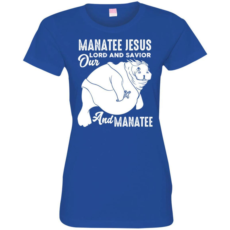 Mermaid T-Shirt Manatee Jesus Our Lord And Savior And Manatee for Christian Gifts Tee Shirt CustomCat