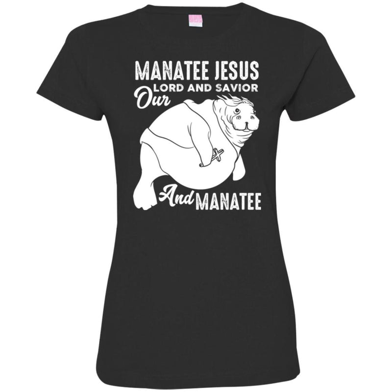 Mermaid T-Shirt Manatee Jesus Our Lord And Savior And Manatee for Christian Gifts Tee Shirt CustomCat