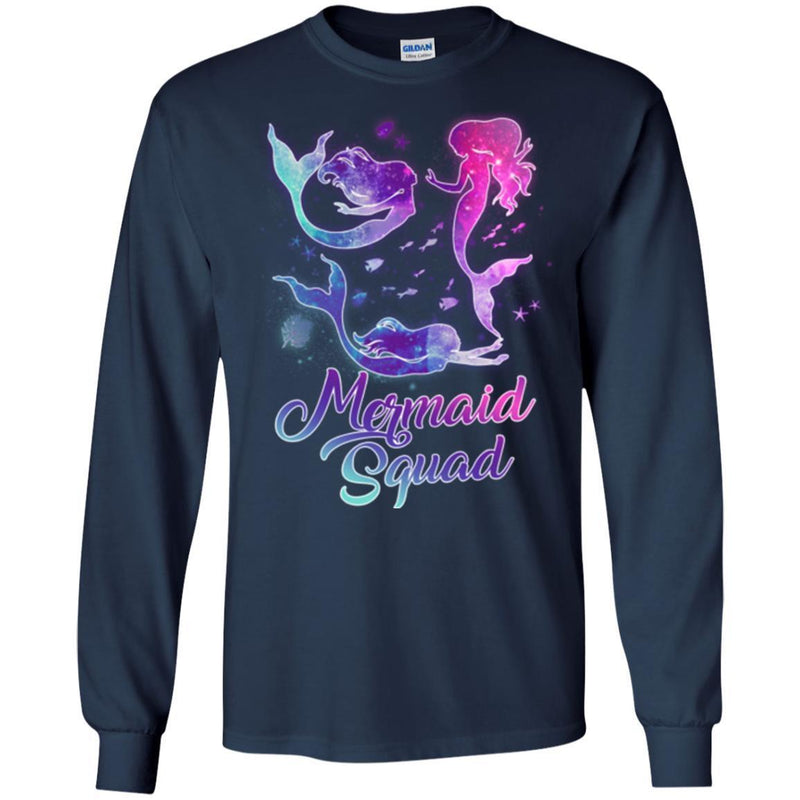 Mermaid T-Shirt Mermaid Squad Tee Gifts For Girls Who Loves Blue Purple Hair Colors CustomCat